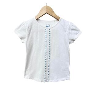 Kite Girls Top Size 8 White Organic Cotton Daisy Trim  Short Sleeve T-Shirt